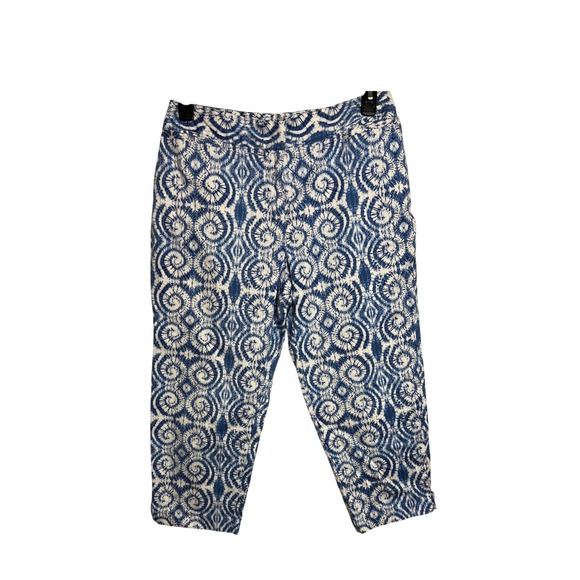 Ruby Rd. Pants - Ruby Rd Crop Pants Womens 12 Blue Tie Dye Swirl Stretch Cotton Casual Summer D01